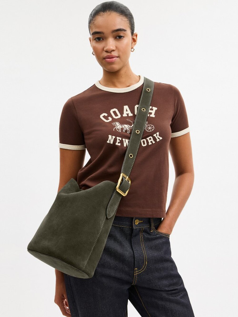 Coach Bleecker Bucket Bag with Authentic Coach charm